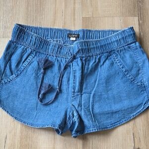 LOFT Denim-Style Drawstring Blue Shorts